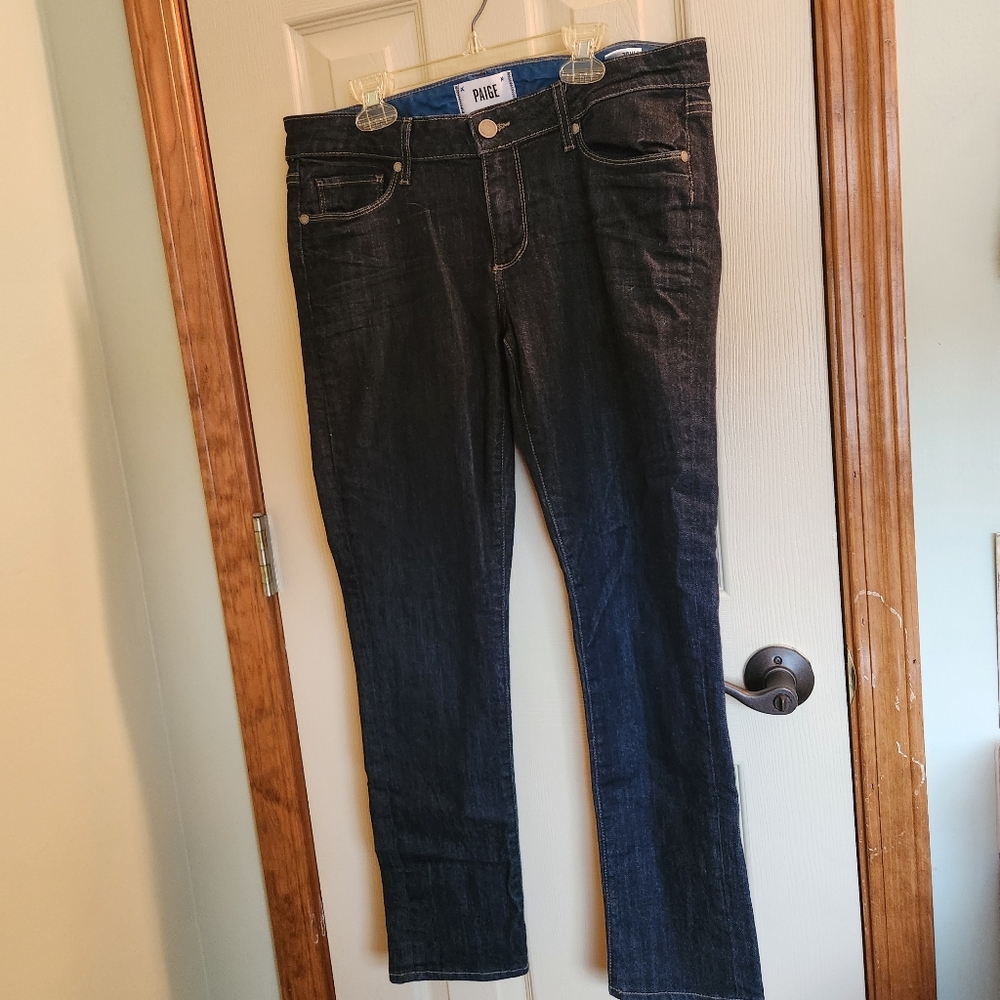 PAIGE Skyline Ankle Peg Leg Dark Denim Jeans Sz 30 / 10